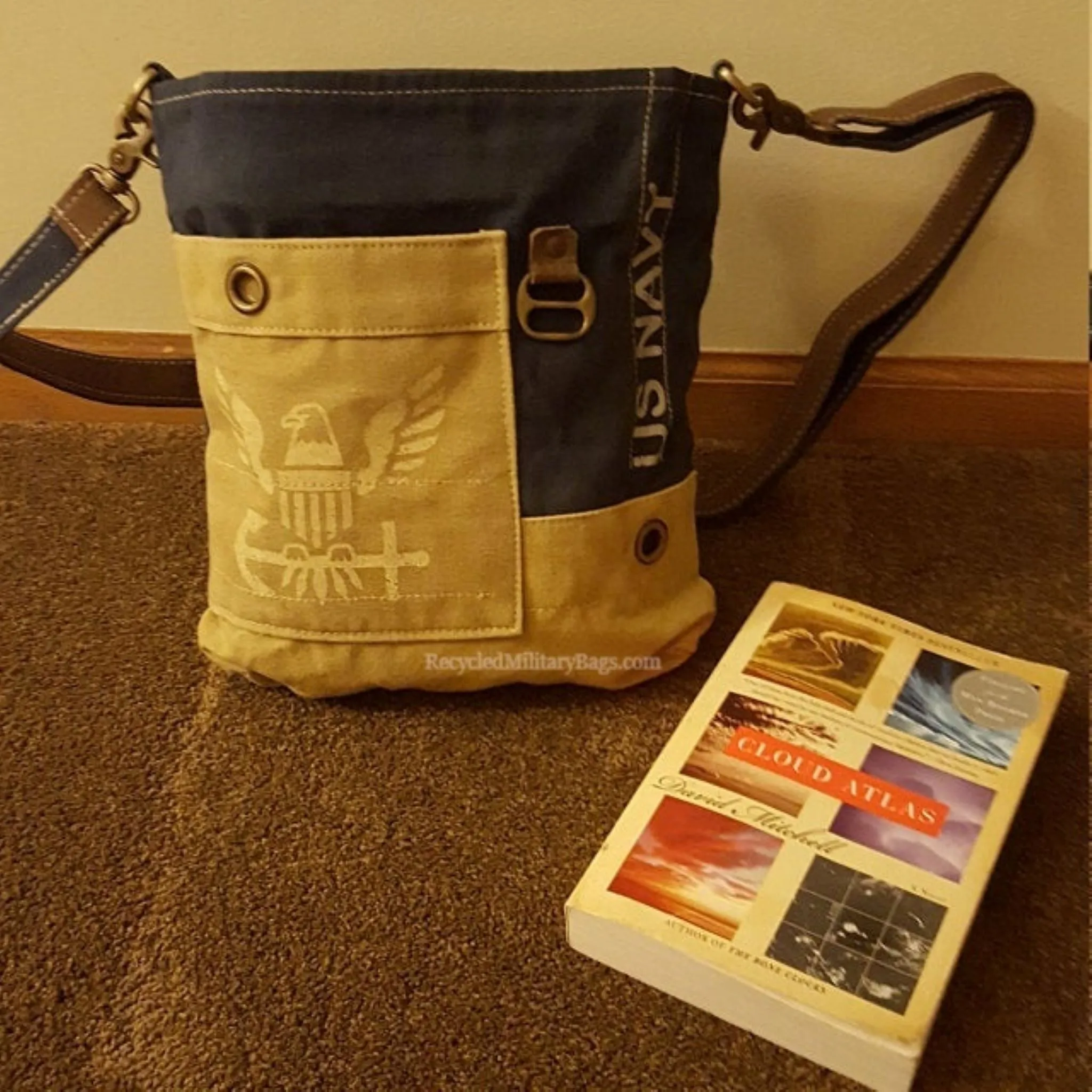 US Navy Sustainable Canvas Crossbody ~ Navy Proud