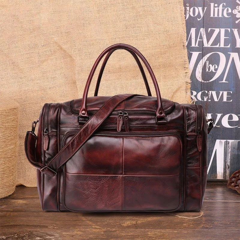 Woosir Designer Weekender Bag Leather Vegetable Tanned