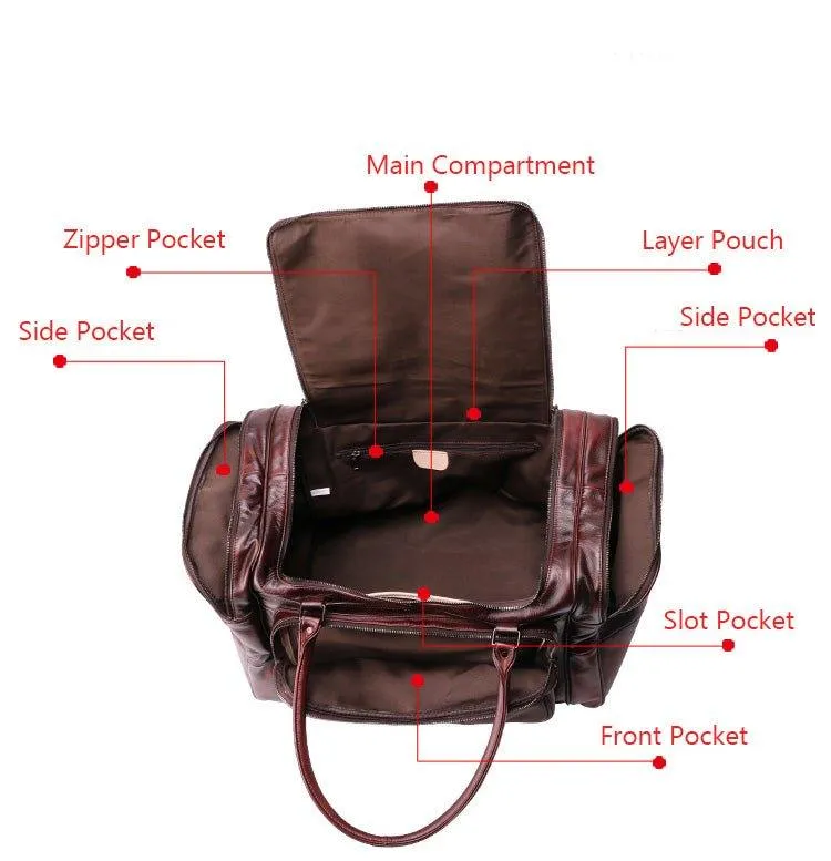 Woosir Designer Weekender Bag Leather Vegetable Tanned