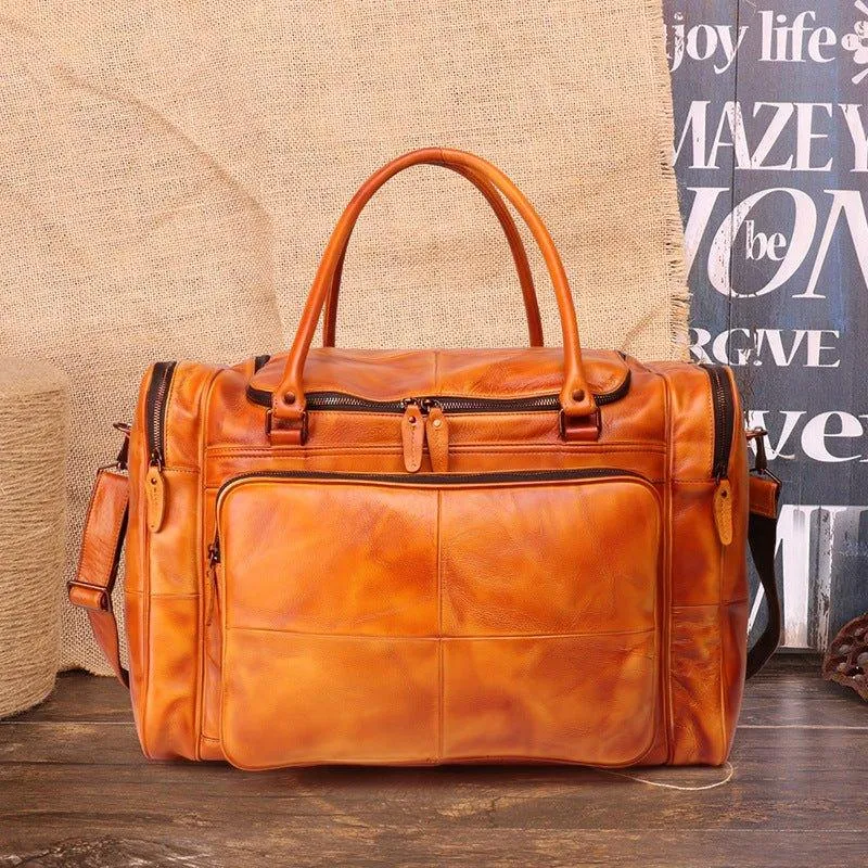 Woosir Designer Weekender Bag Leather Vegetable Tanned