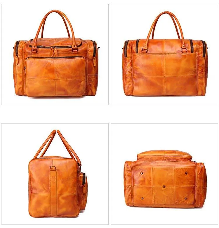 Woosir Designer Weekender Bag Leather Vegetable Tanned