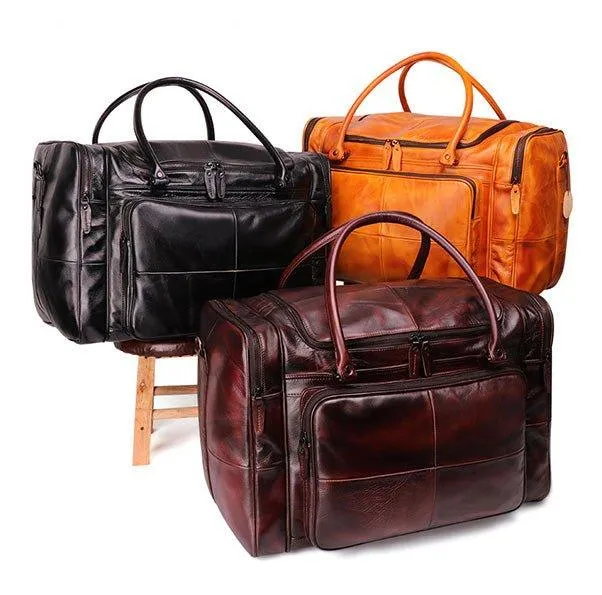 Woosir Designer Weekender Bag Leather Vegetable Tanned